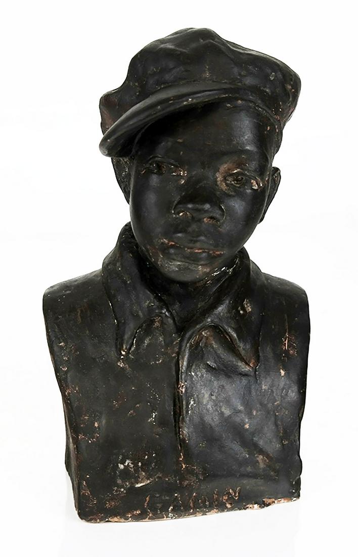 Augusta SAVAGE: "Gamin" - Painted Clay Portrait (1 of 7)