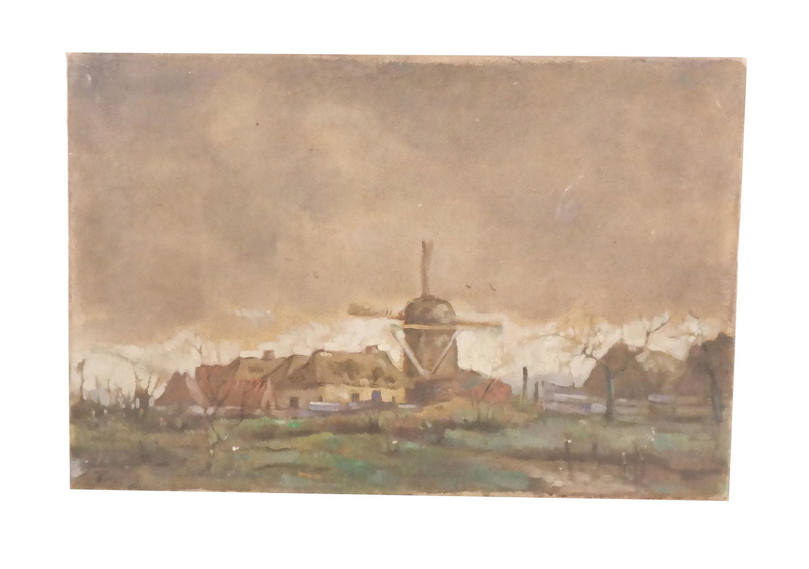 Dutch Windmill Scene - Unsigned Oil Painting (1 of 5)