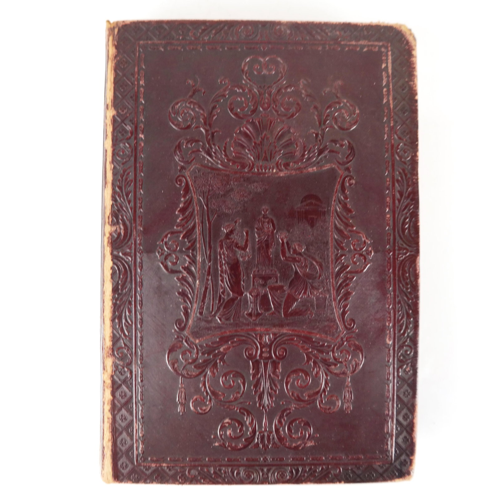 Book: Italy, a Poem by Samuel Rogers: Italy, a poem by Samuel Rogers, London 1835. Ex Libris Harold Jefferson Coolidge. Tooled burgundy leather. [8 x 5 1/2 x 1 1/2 inches]. Wear to corners and edges of spine, foxing.