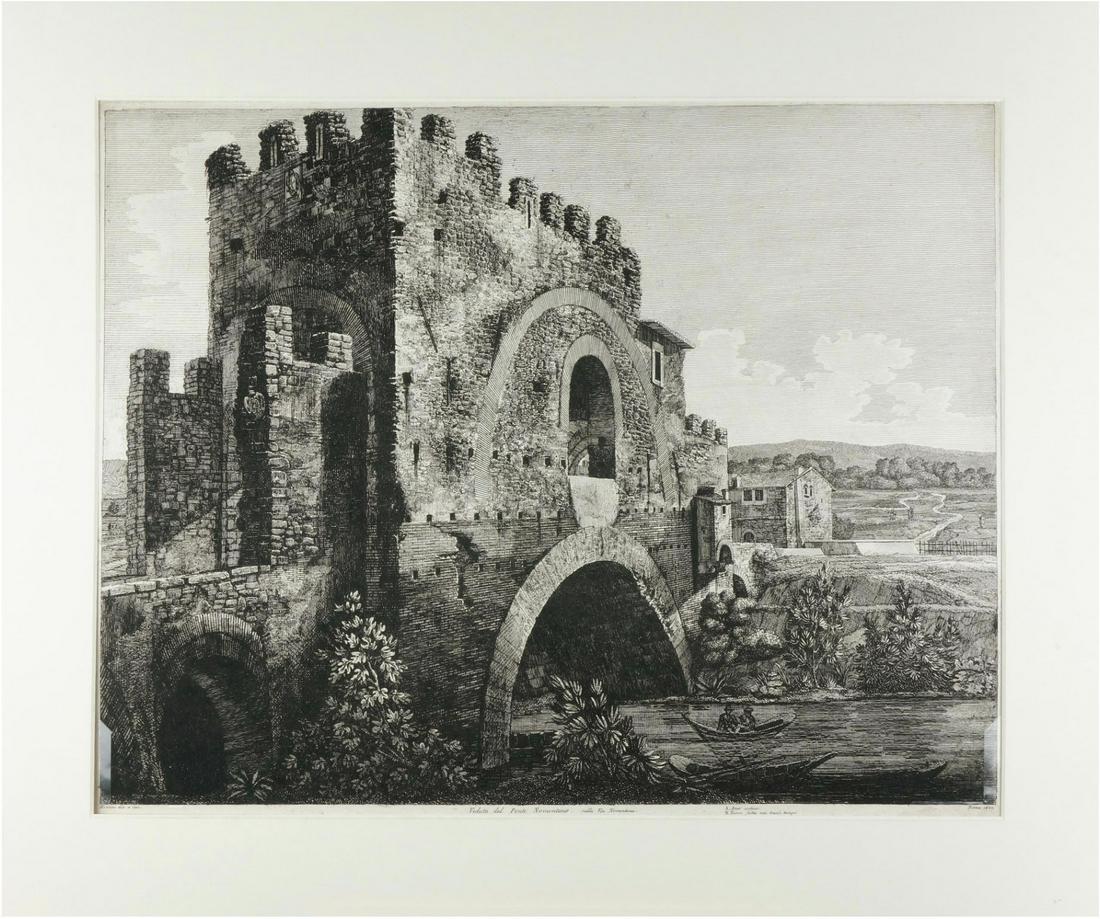 Luigi ROSSINI: Nomentano Bridge (1822) - Etching (1 of 4)