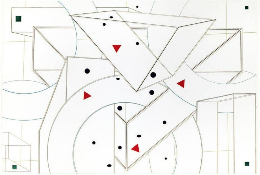 Al HELD: "Stone Ridge #2" - Etching: Al Held was born in 1928 in Brooklyn, New York. He began his artistic studies at the Art Students League and subsequently traveled to Paris under the GI Bill in 1950 to study at the Academie de la Gra