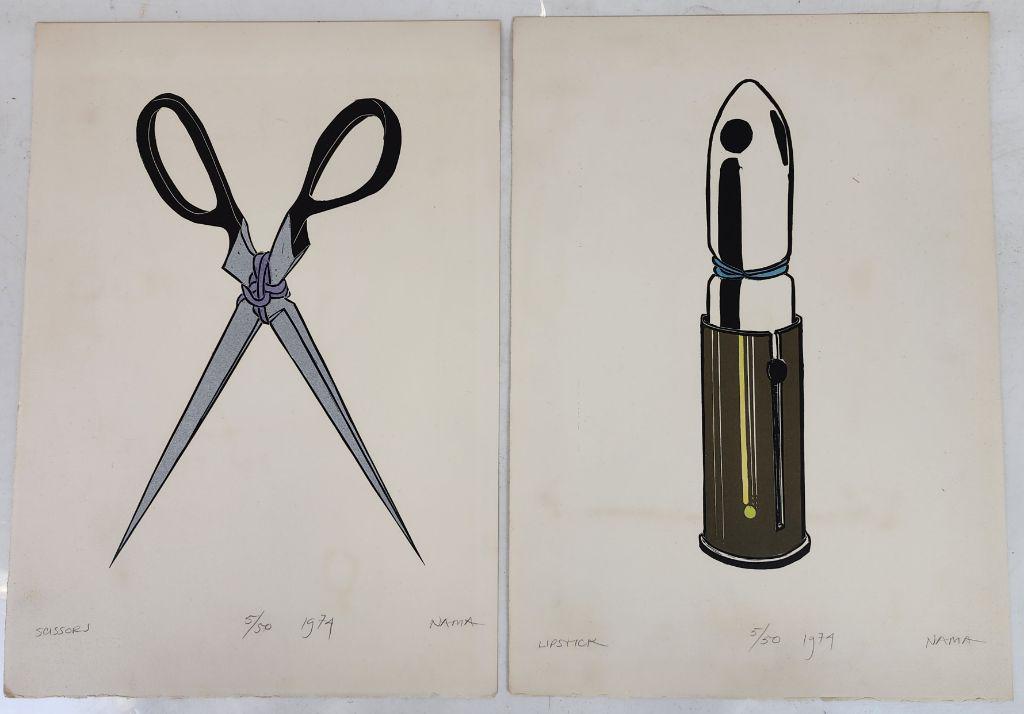 George A. NAMA: Lipstick & Scissors - Linocuts (1 of 14)