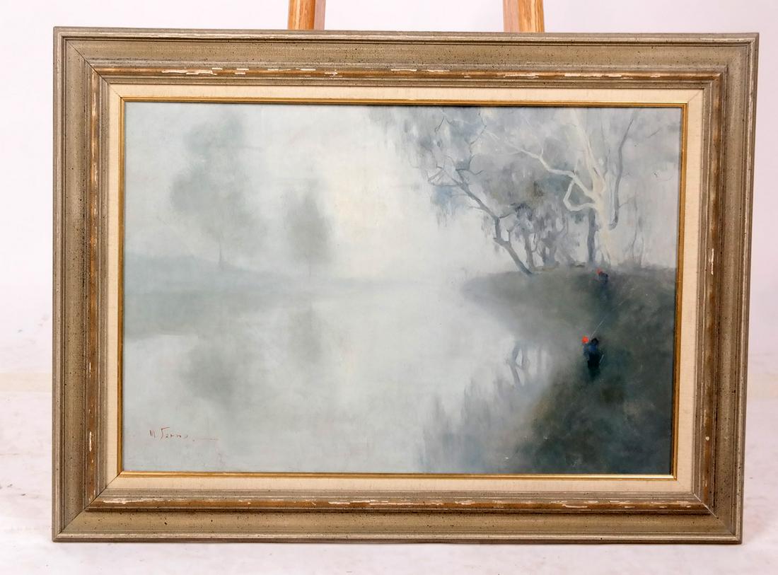 Continental School: Misty River - Oil Painting (1 of 6)