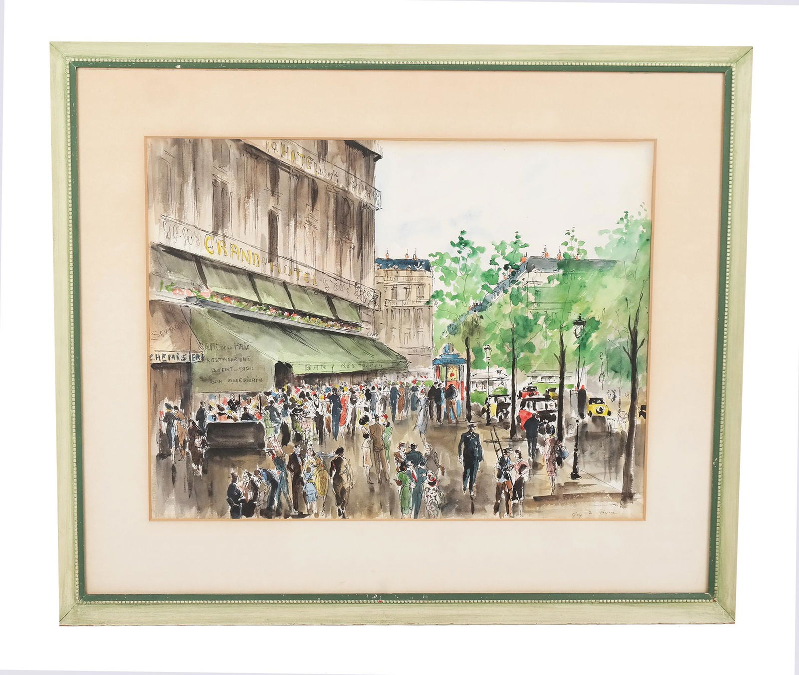 Guy de NEYRAC: French Street Scene - Watercolor (1 of 10)