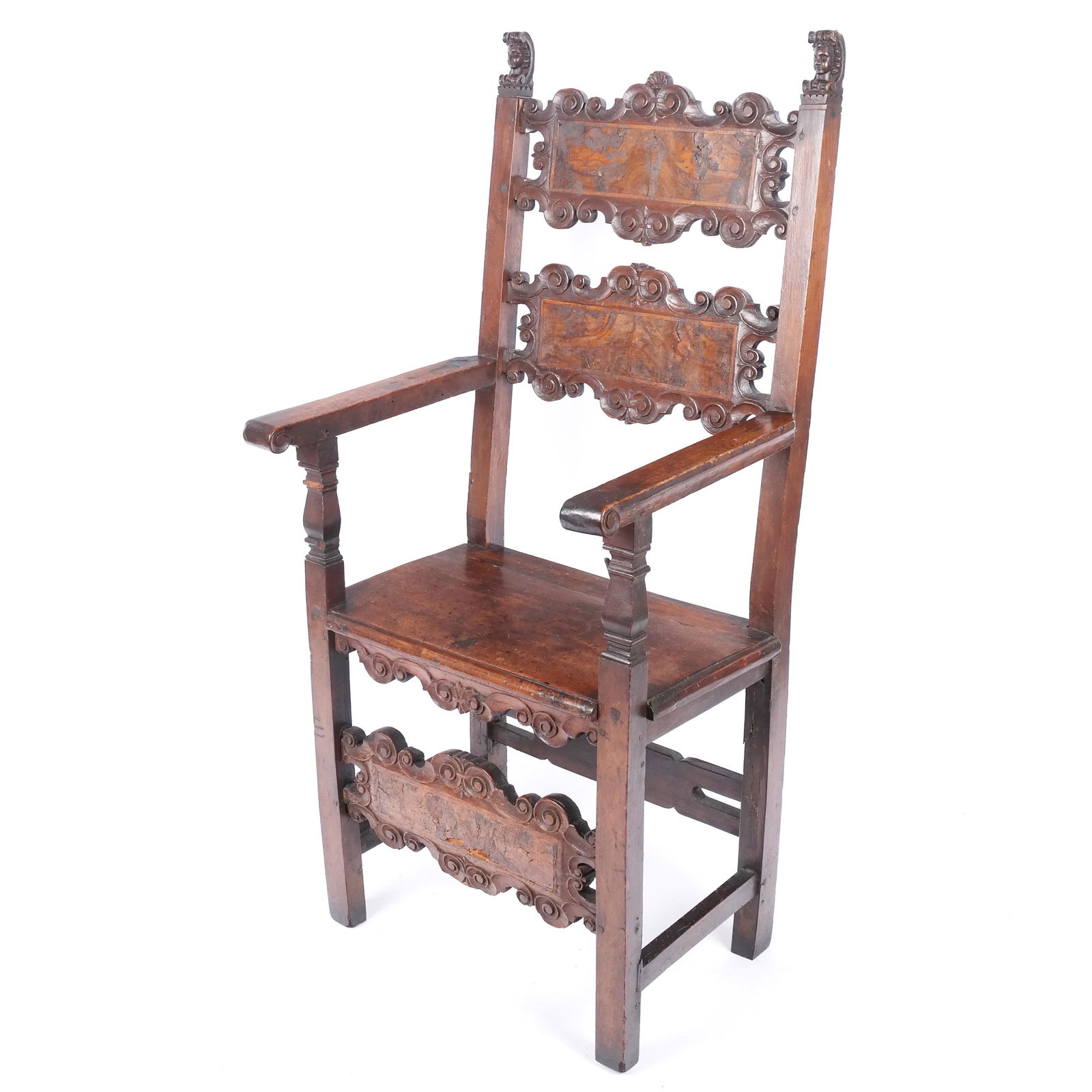 Continental Baroque Carved Walnut Armchair (1 of 11)