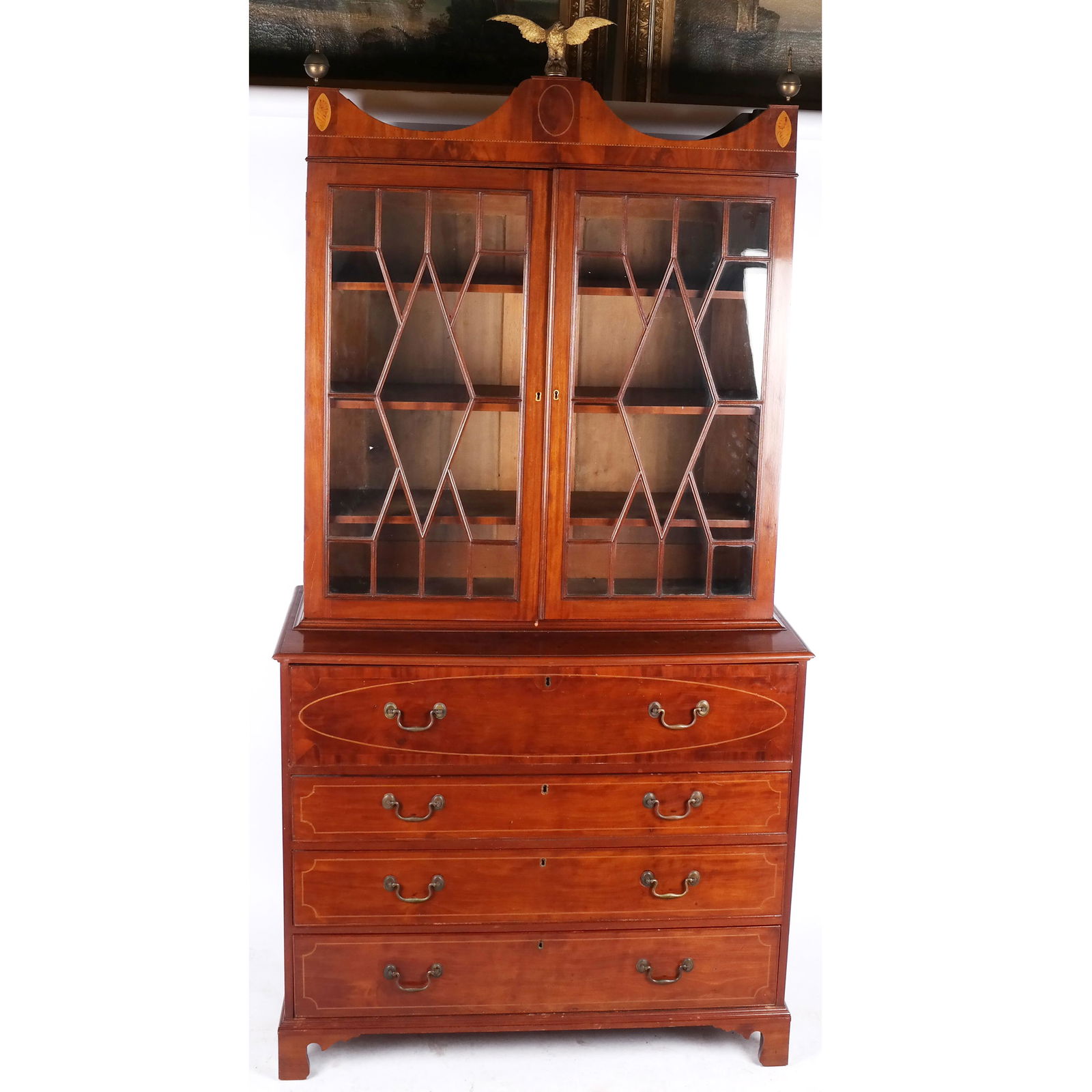 19th C. American Federal Inlaid Mahogany Secretary (1 of 18)