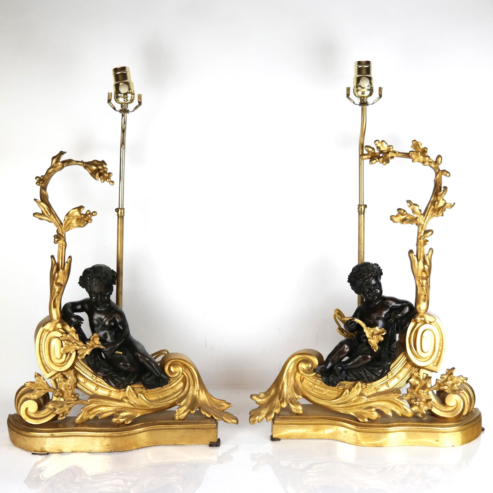 Pair of 19th C. Cherub Chenets Mounted as Lamps (1 of 10)