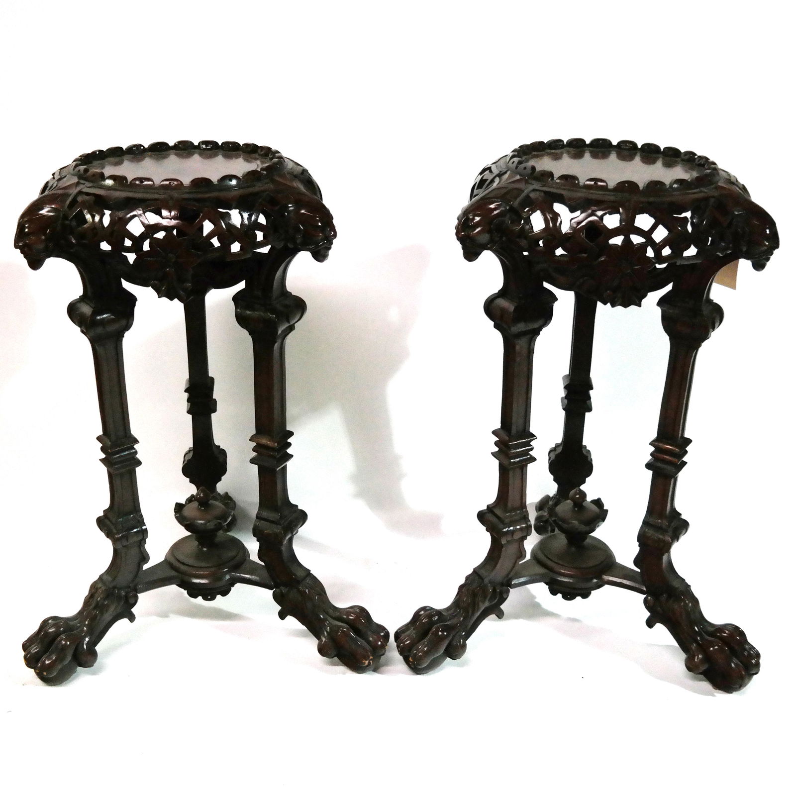 Pair of Gothic Carved Wood Pedestals (1 of 8)