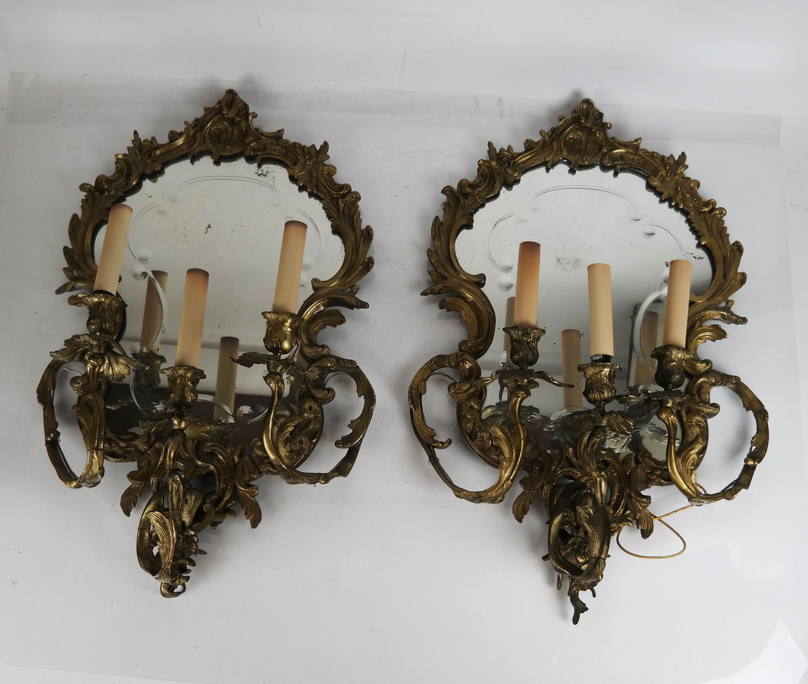 Pair of French Cartouche-Form Sconces (1 of 9)