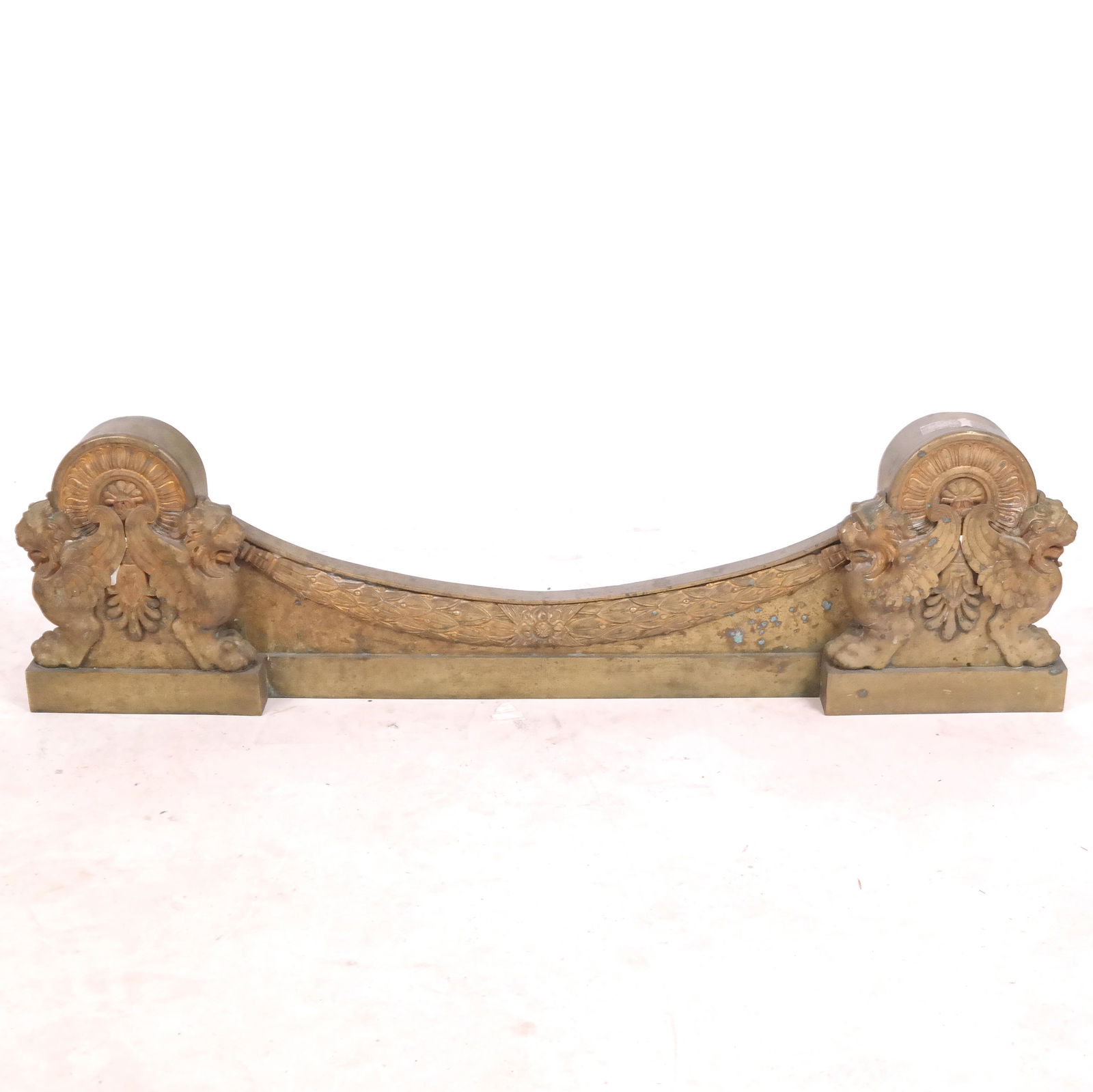 Neoclassical-Style Brass Fireplace Fender (1 of 8)