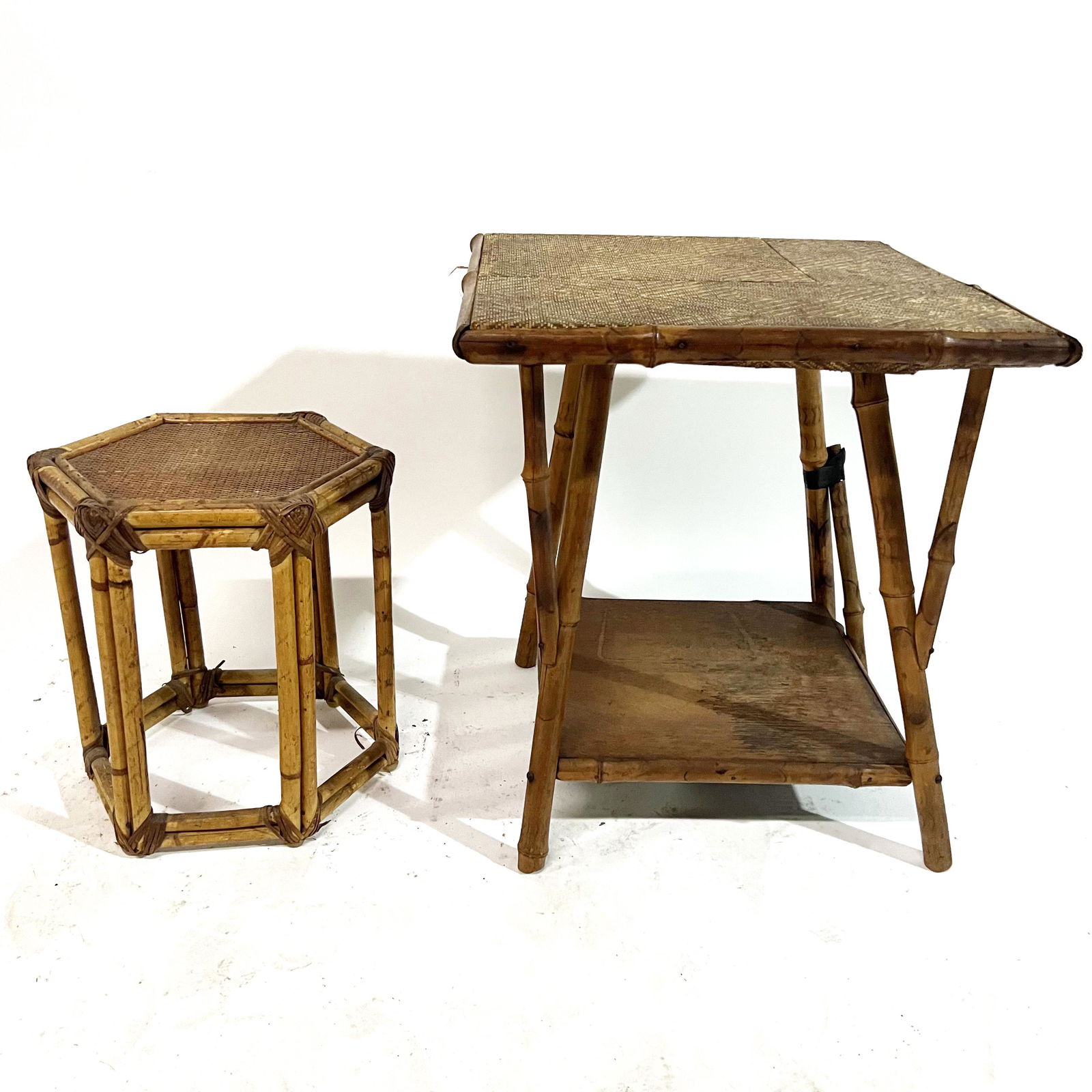 Two Vintage Bamboo Side Tables (1 of 8)