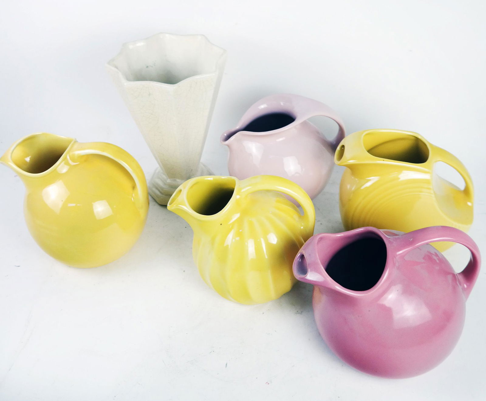 Group of 6 Glazed Ceramic Pitchers & Vase (1 of 8)