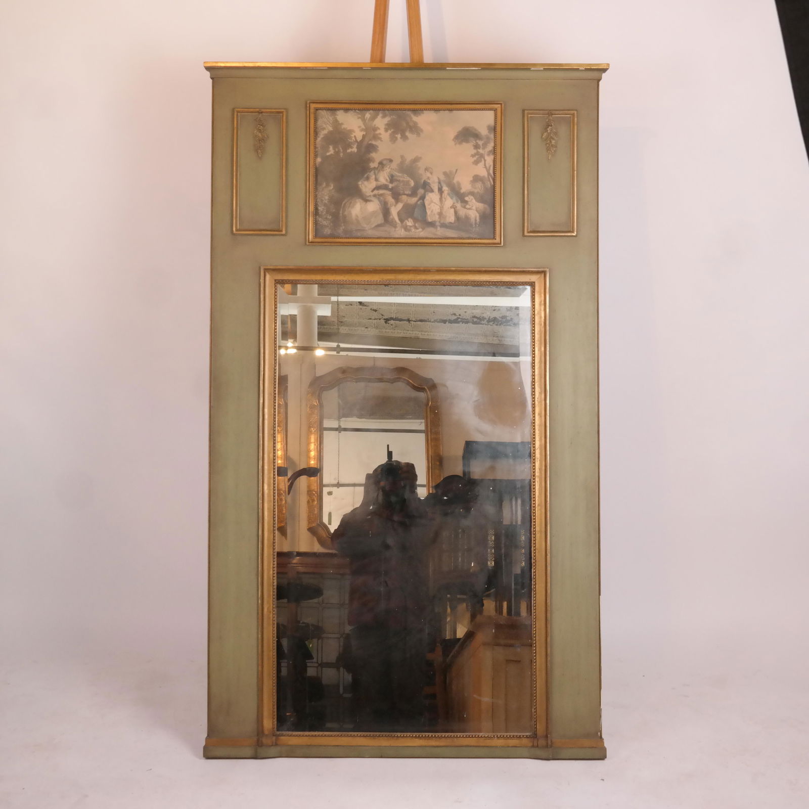 Green Painted Trumeau Mirror (1 of 7)