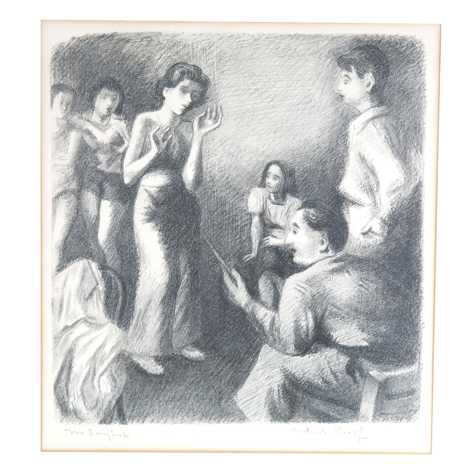 Moses SOYER (1899-1974) Artist's Proof Etching: Moses Soyer (Russian-American, 1899-1974) artist's proof etching, signed. Framed, glazed and matted. [Image: 13 1/2 x 12 inches]. In good condition.