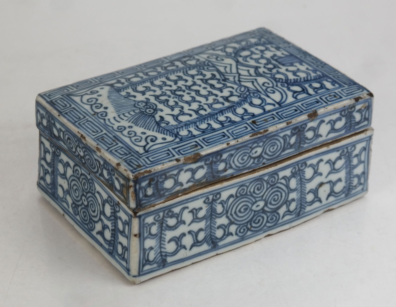 19th C. Blue & White Porcelain Covered Box (1 of 9)