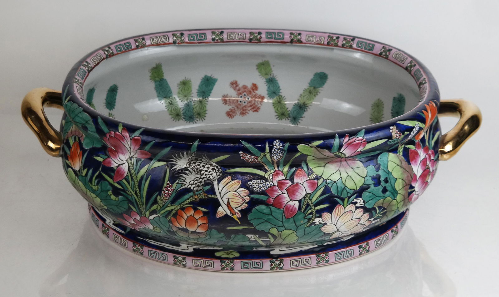 Chinese Polychrome Porcelain Jardiniere (1 of 7)