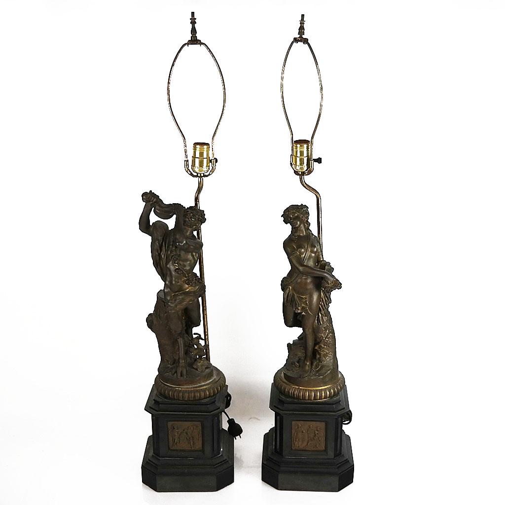 Pair Bronze Figures of Bacchus and Bacchantes (1 of 11)