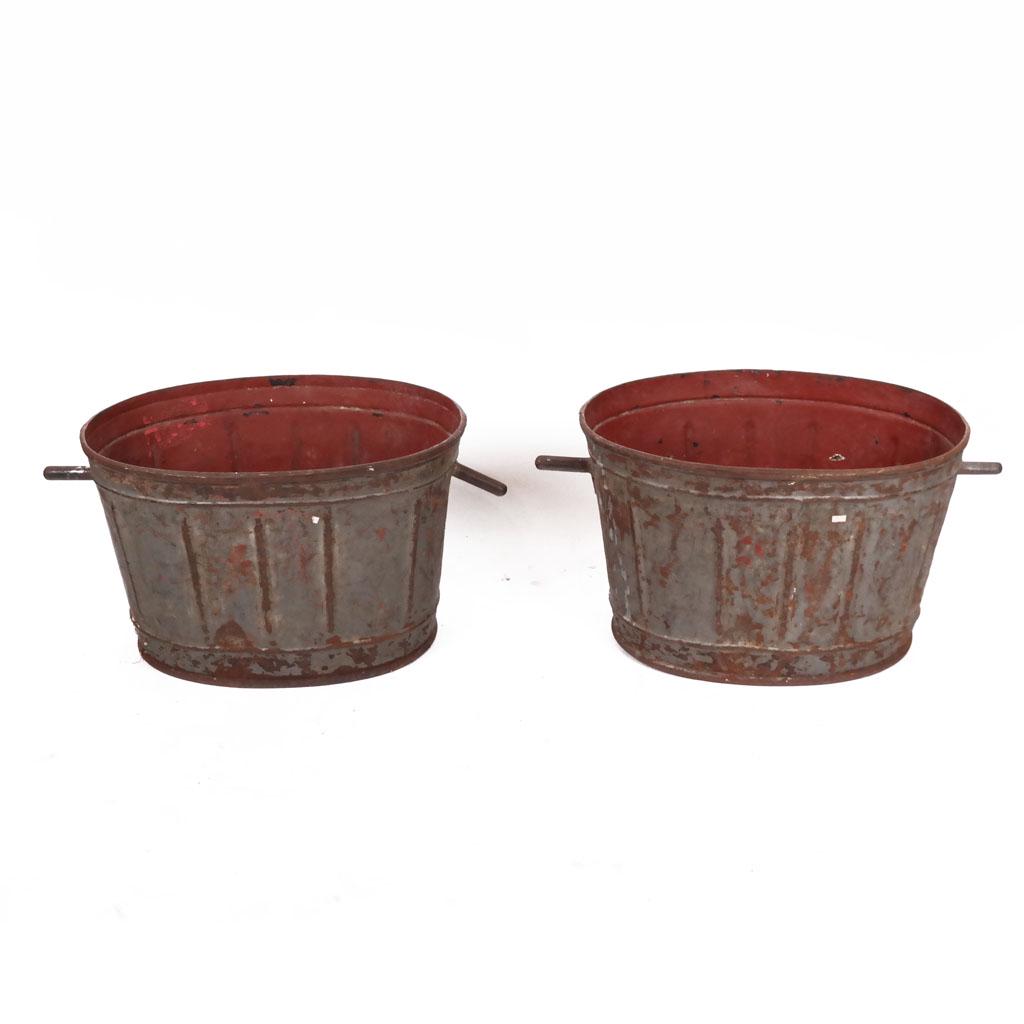 Pair of Large Vintage Painted Metal Buckets (1 of 7)