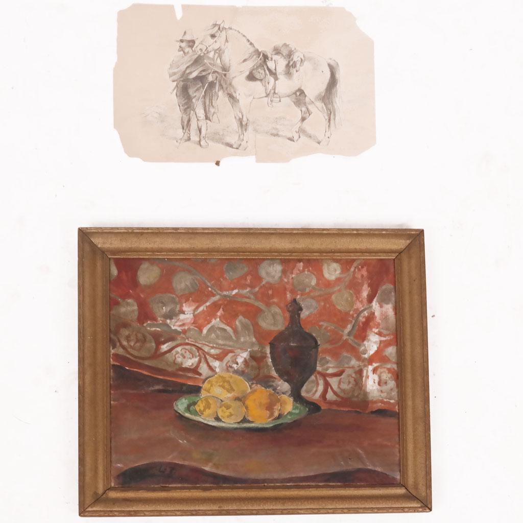 Two Works - Oil Painting and Pencil Drawing (1 of 7)