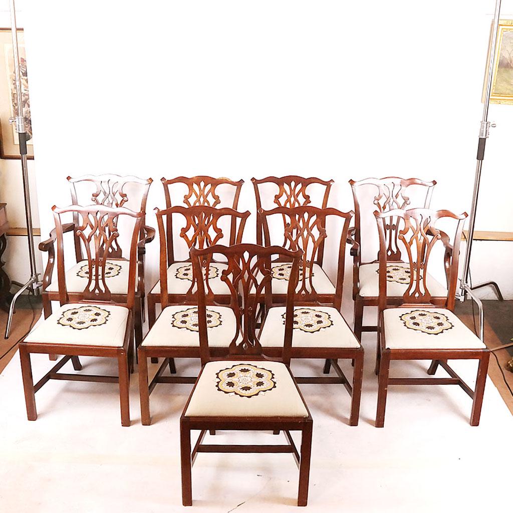 Georgian-Style Carved Mahogany Dining Chairs, 9 (1 of 11)