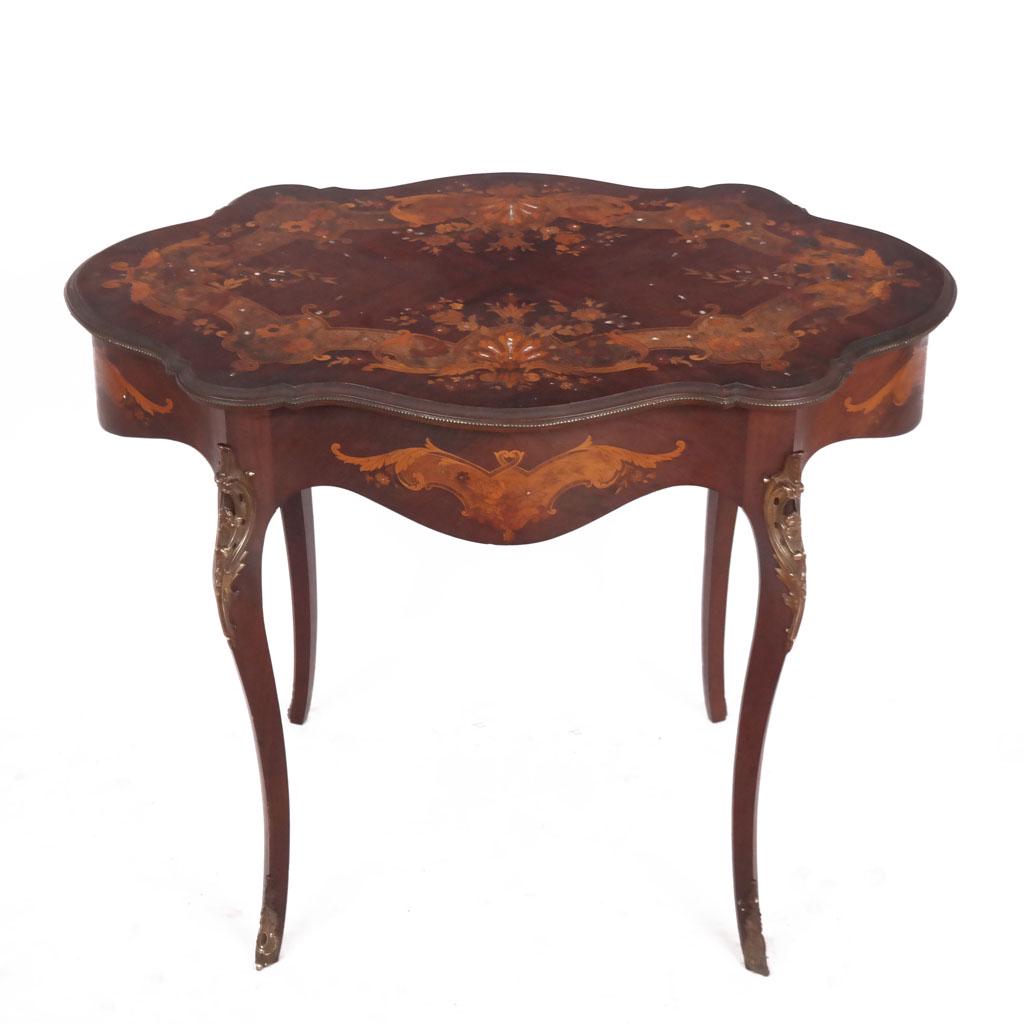 Ornate Inlaid French Style Table