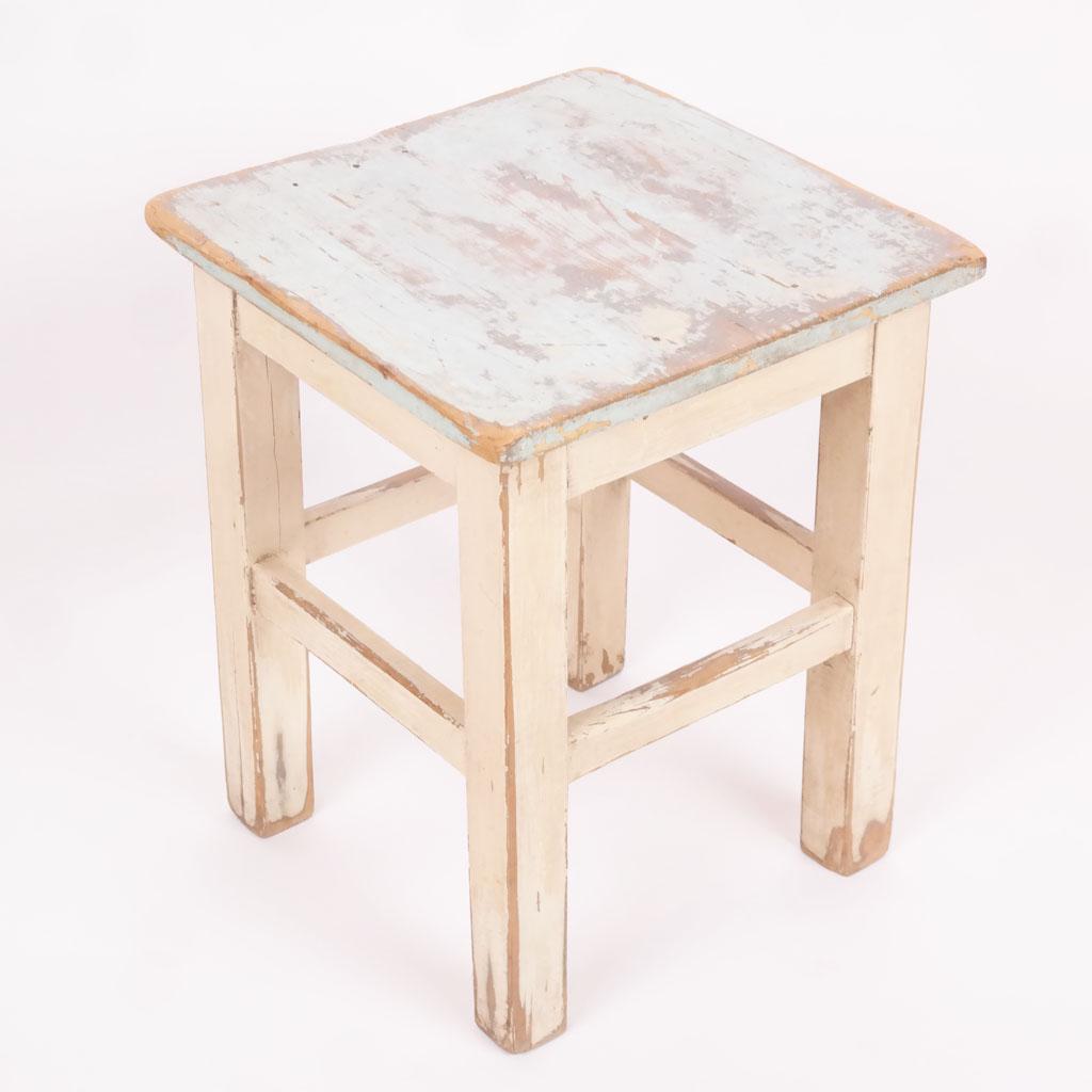 Small Distressed Wooden Stool (1 of 5)