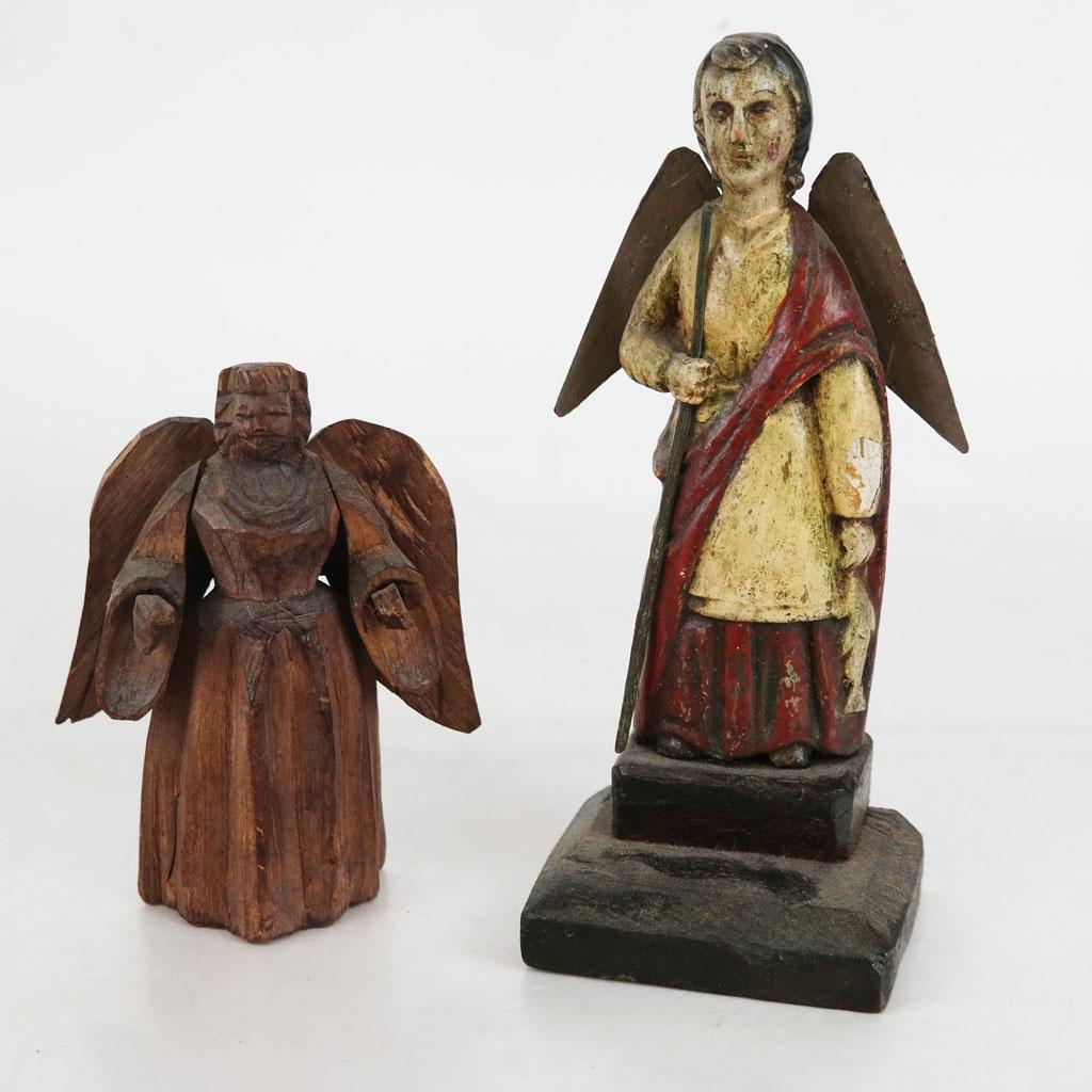 Two Carved Wood Santos Religious Figures (1 of 6)