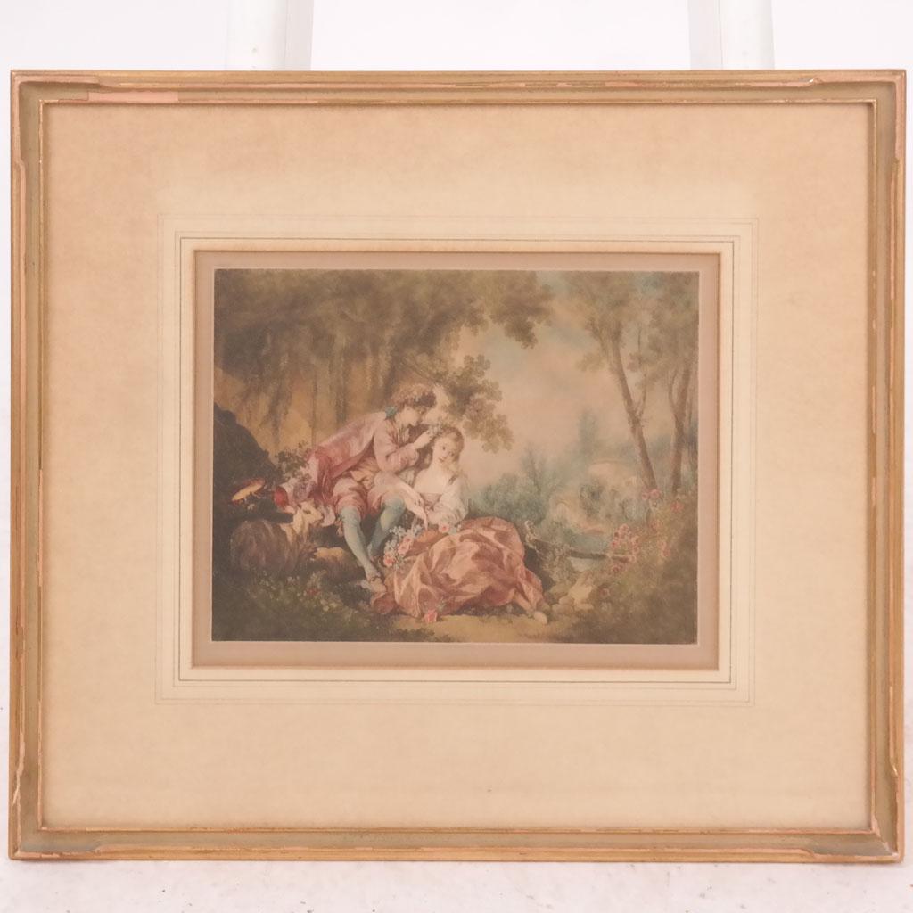 French School: Courting Couple - Lithograph (1 of 7)