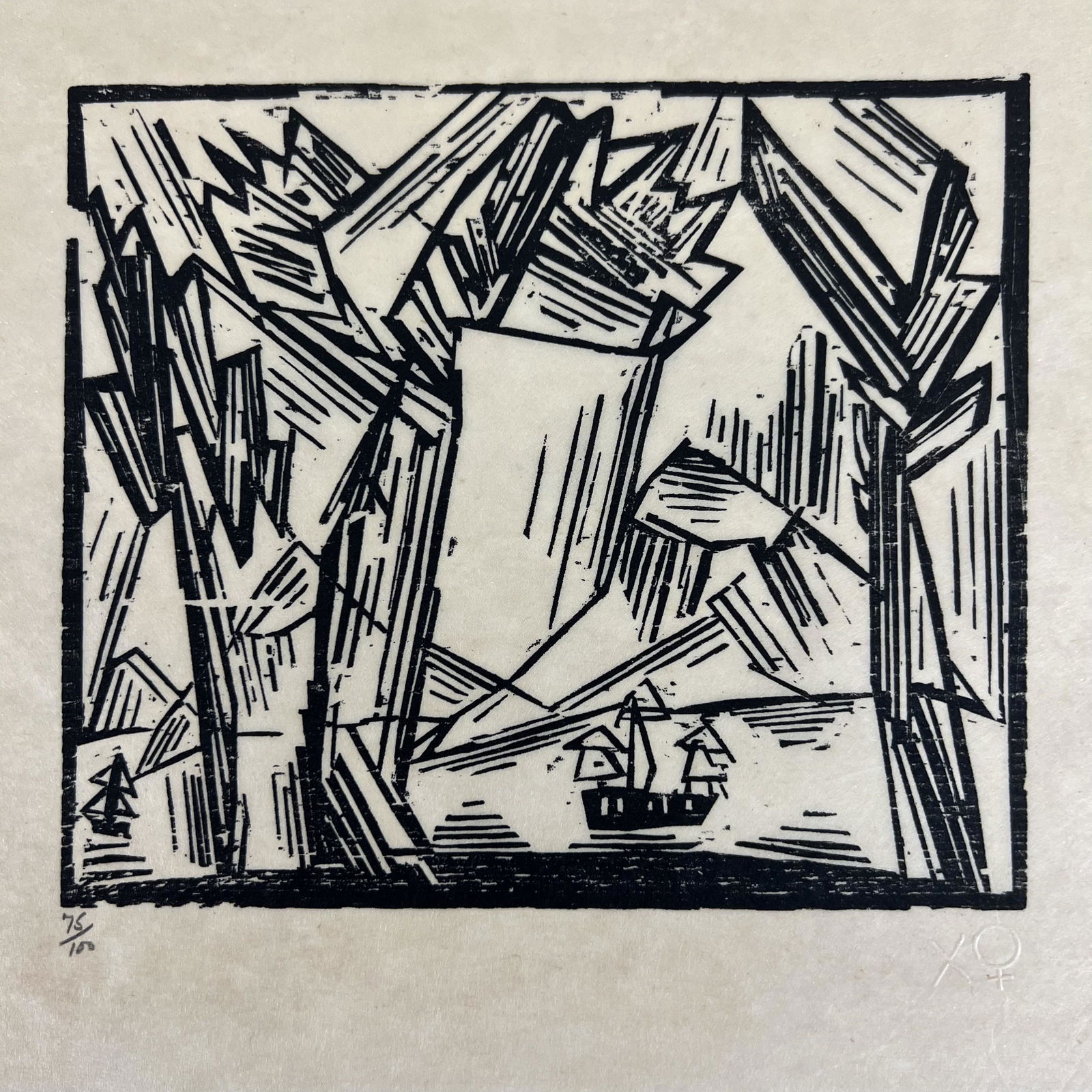 Attri. Lyonel FEININGER: Abstract Woodcut of Ships (1 of 10)