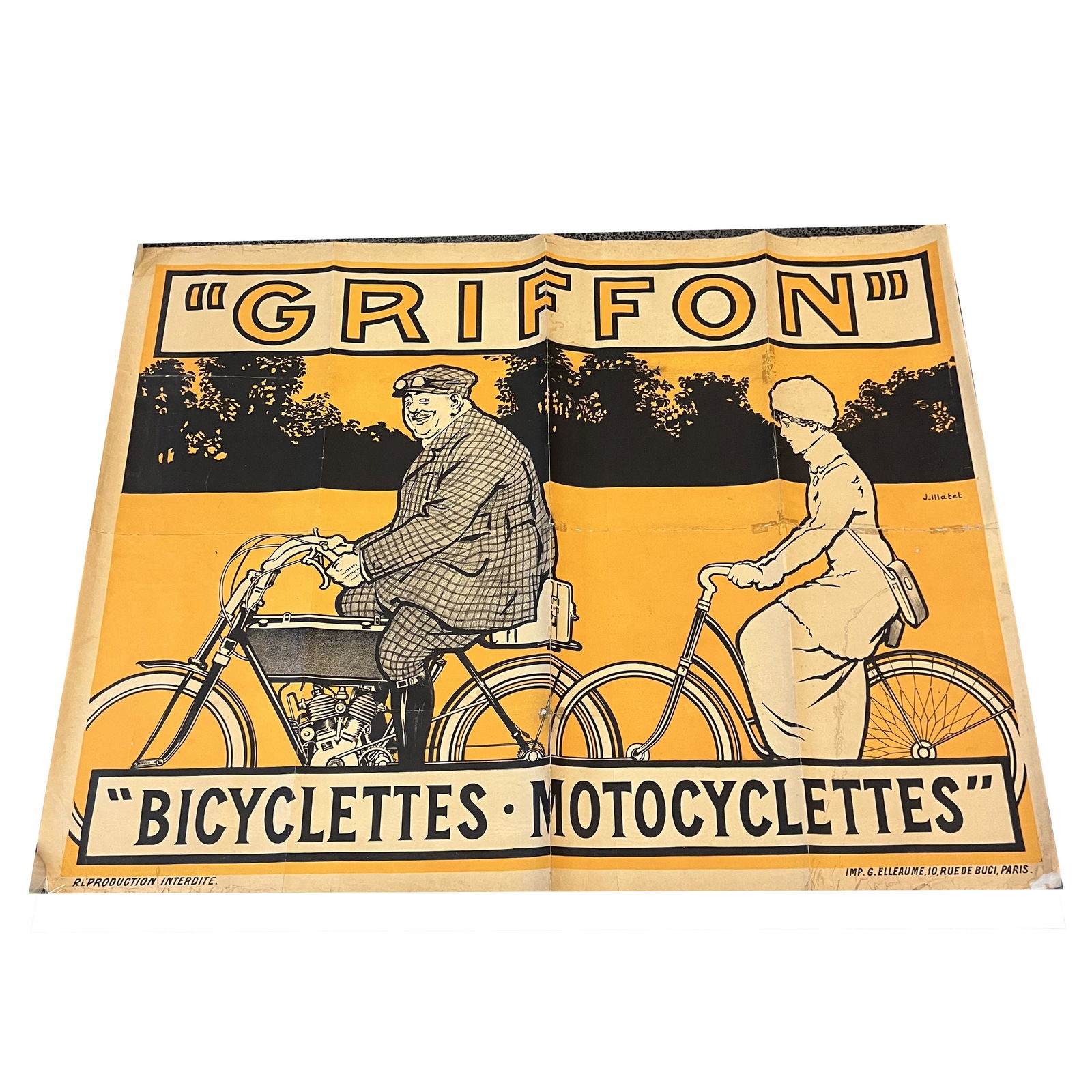 Vintage "Bicycletts Motocycletts" Paris Poster (1 of 12)