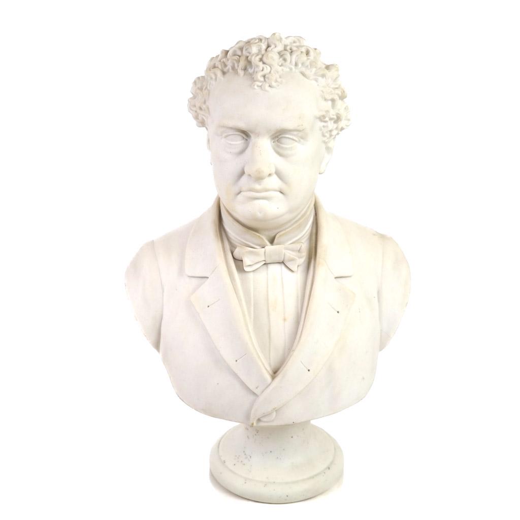 Parian Bust of Gov. John Andrew: Parian bust of Governor John Andrew, Boston, JMD & S. [13" H x 9" W]. Provenance: From the Eileen and Marvin Reingold Collection.
