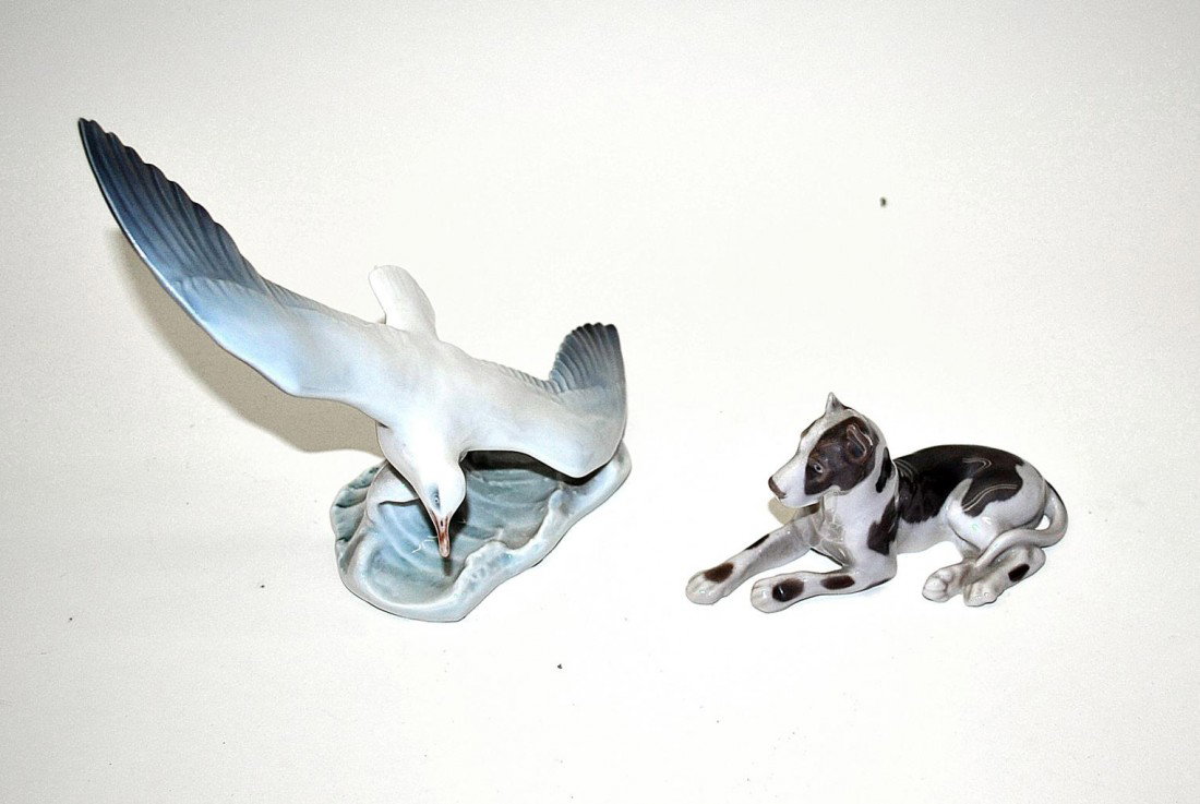 Rosenthal Seagull and B&G Boxer: Rosenthal seagull from Germany. B&G Boxer from Denmark. In good condition. 7" H (tallest)