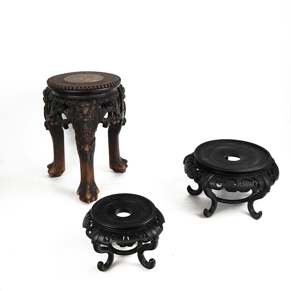 Chinese Carved Hardwood Stands (3) (1 of 8)