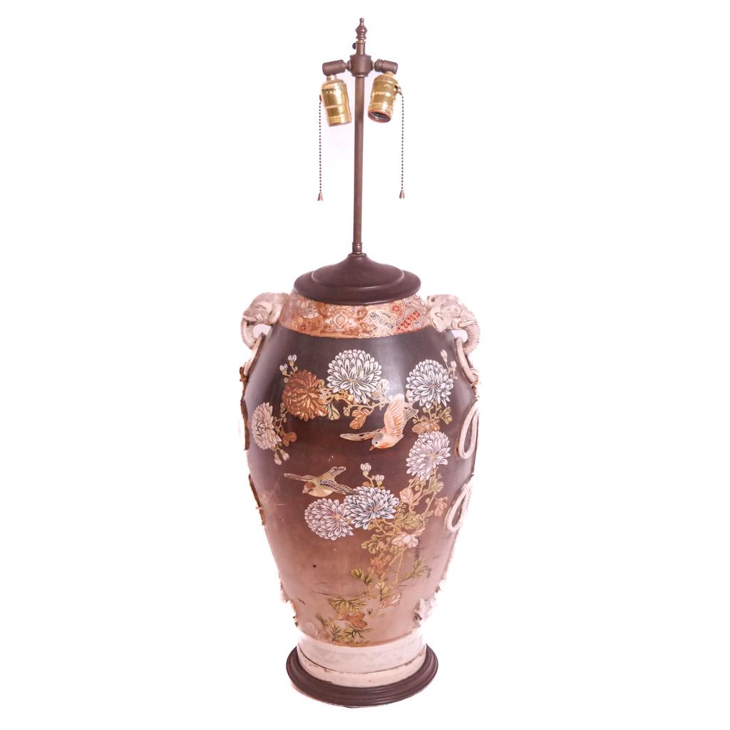 Large Japanese Satsuma Vase as Lamp (1 of 9)
