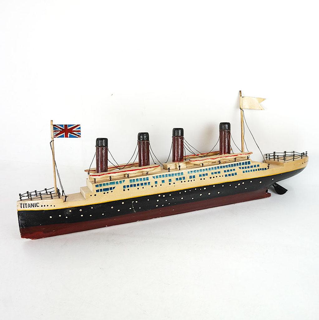 Vintage Painted Wood Model of the Titanic (1 of 9)