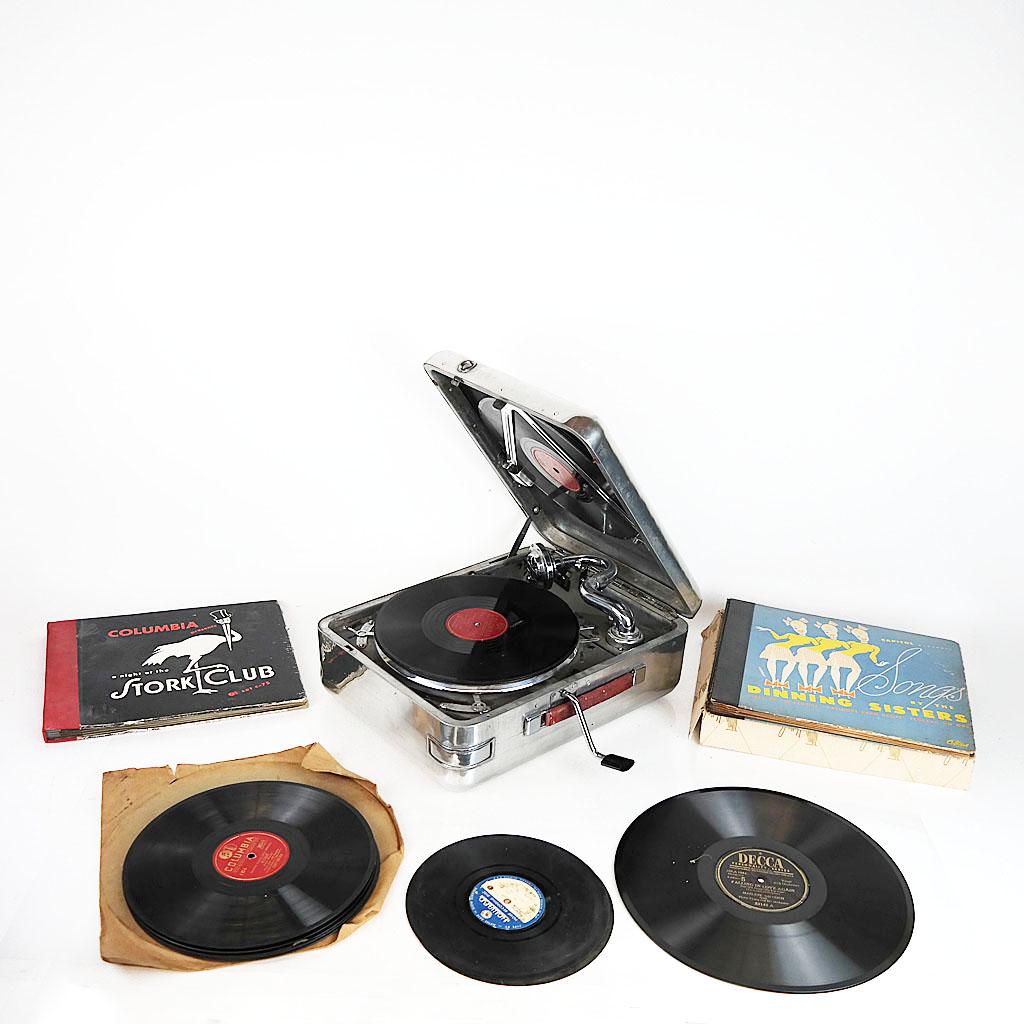 Art Deco Portable Record Player & Records (1 of 14)