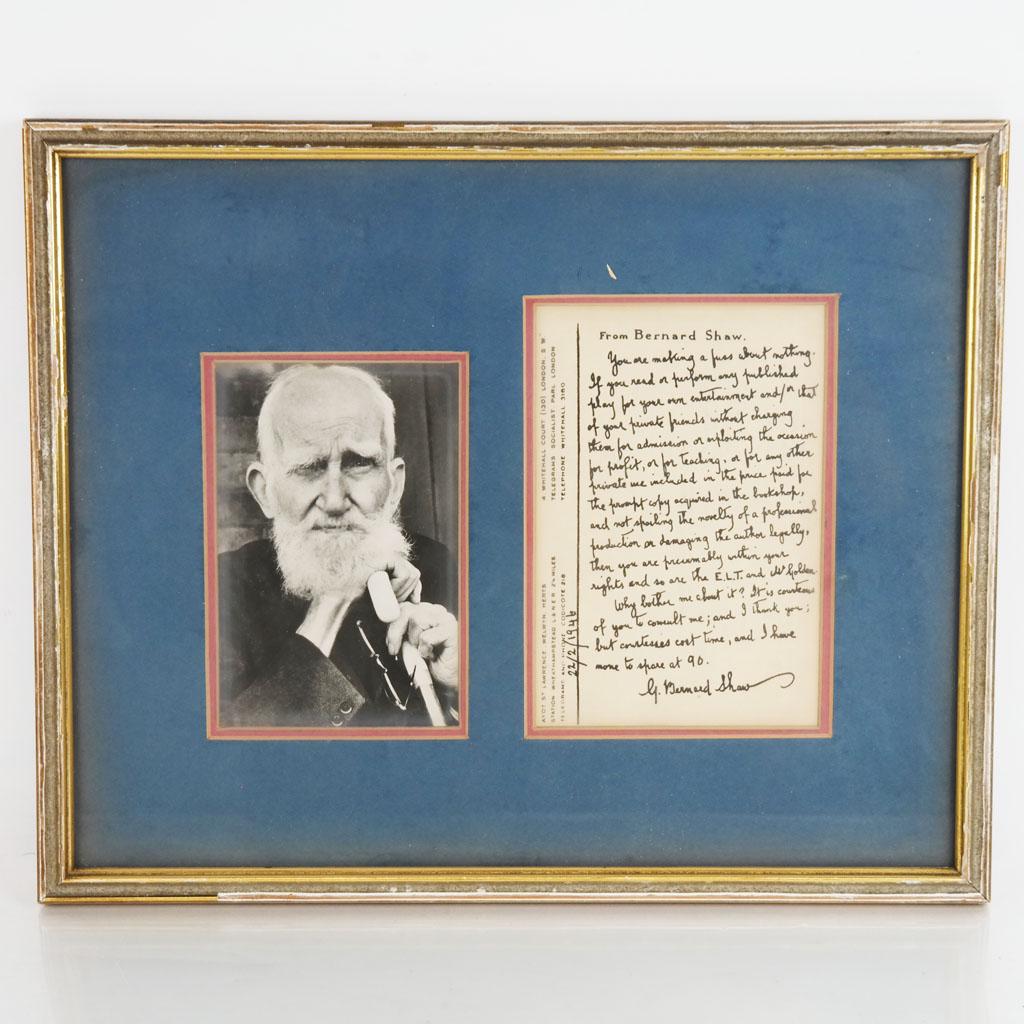 G.B. SHAW: Signed Note and Image, Framed Print (1 of 8)