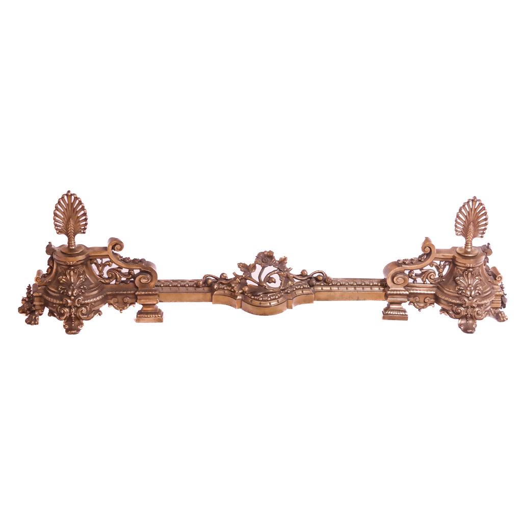 Rococo Revival Brass Fireplace Fender (1 of 8)