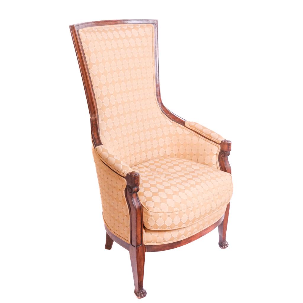 Antique Yellow-Upholstered Bergere / Wing Chair (1 of 6)