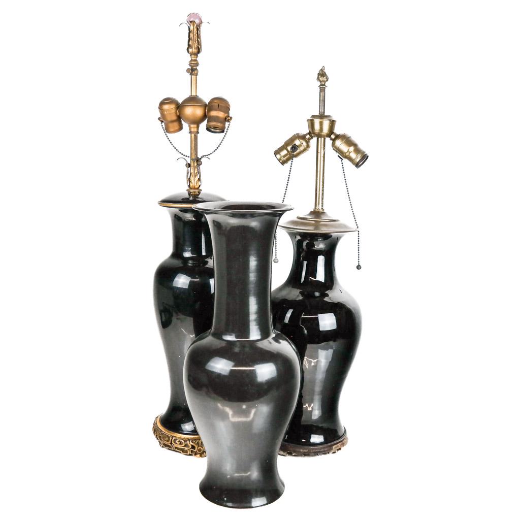 Three Chinese "Mirror" Black Vases (1 of 10)