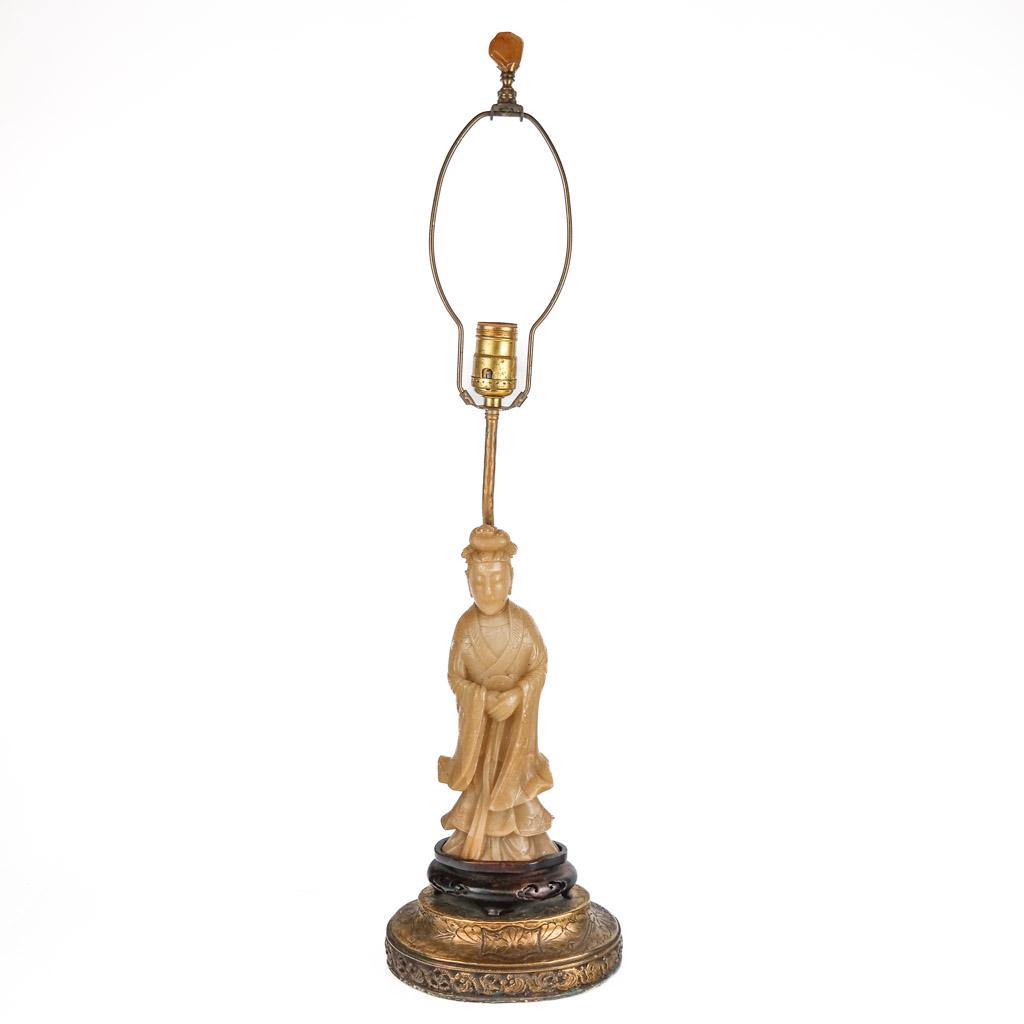 Chinese Soapstone Quanyin, Mounted as Lamp (1 of 11)
