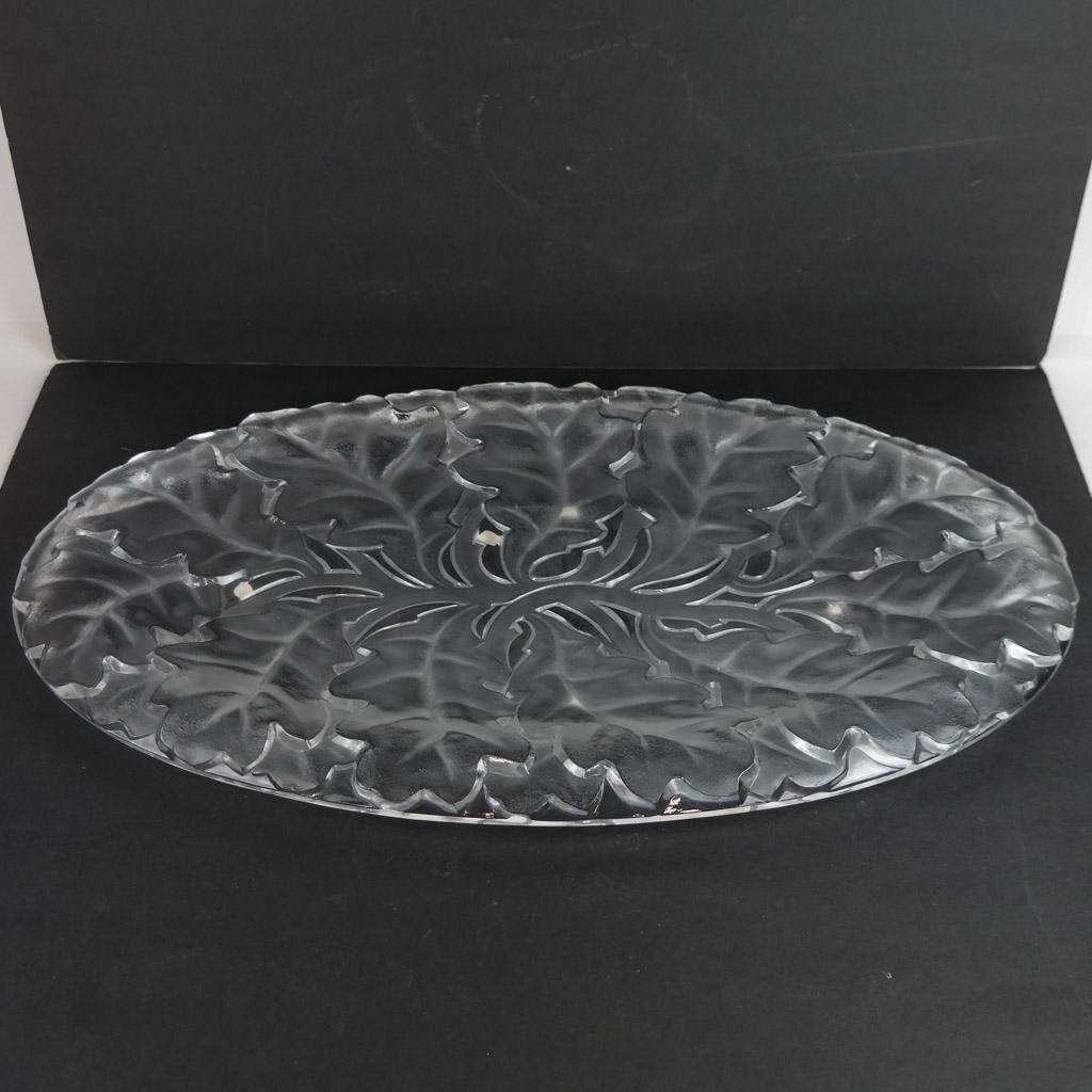 Massive "Chene" Lalique Glass Oval Tray (1 of 7)