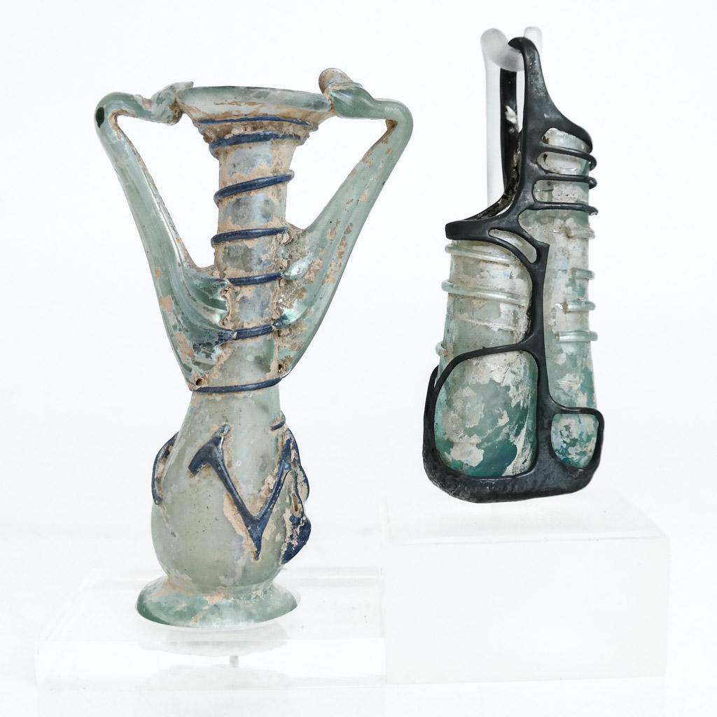 Two Ancient Glass Vessels on Stands (1 of 9)