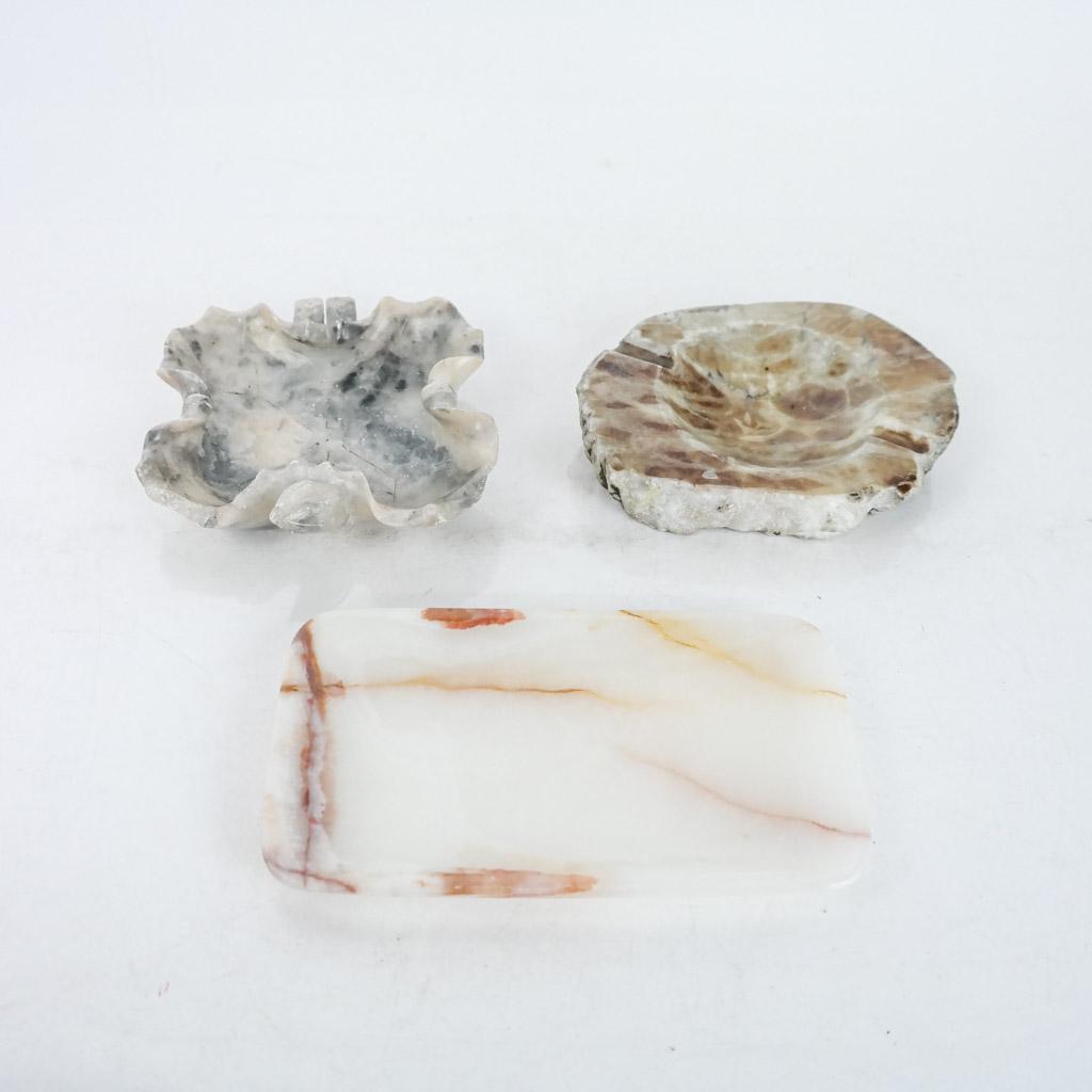 Two Carved Stone Ashtrays and a Dish (1 of 6)