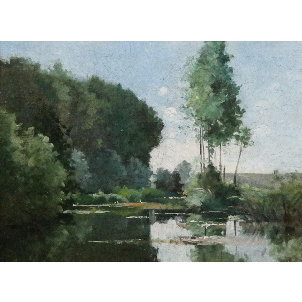 Amer. Impressionist - Riverbank - Oil Painting (1 of 8)