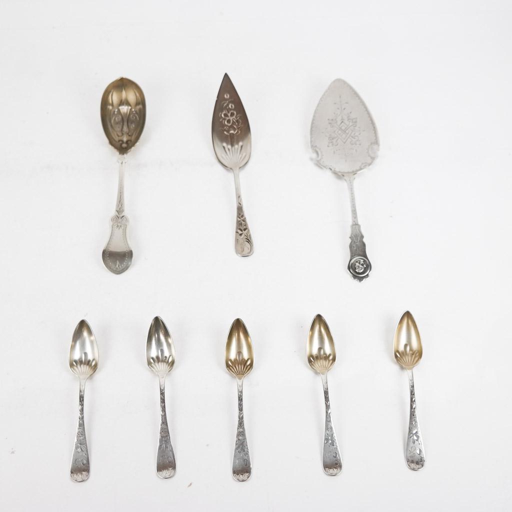 8 Coin Silver Spoons And Slices