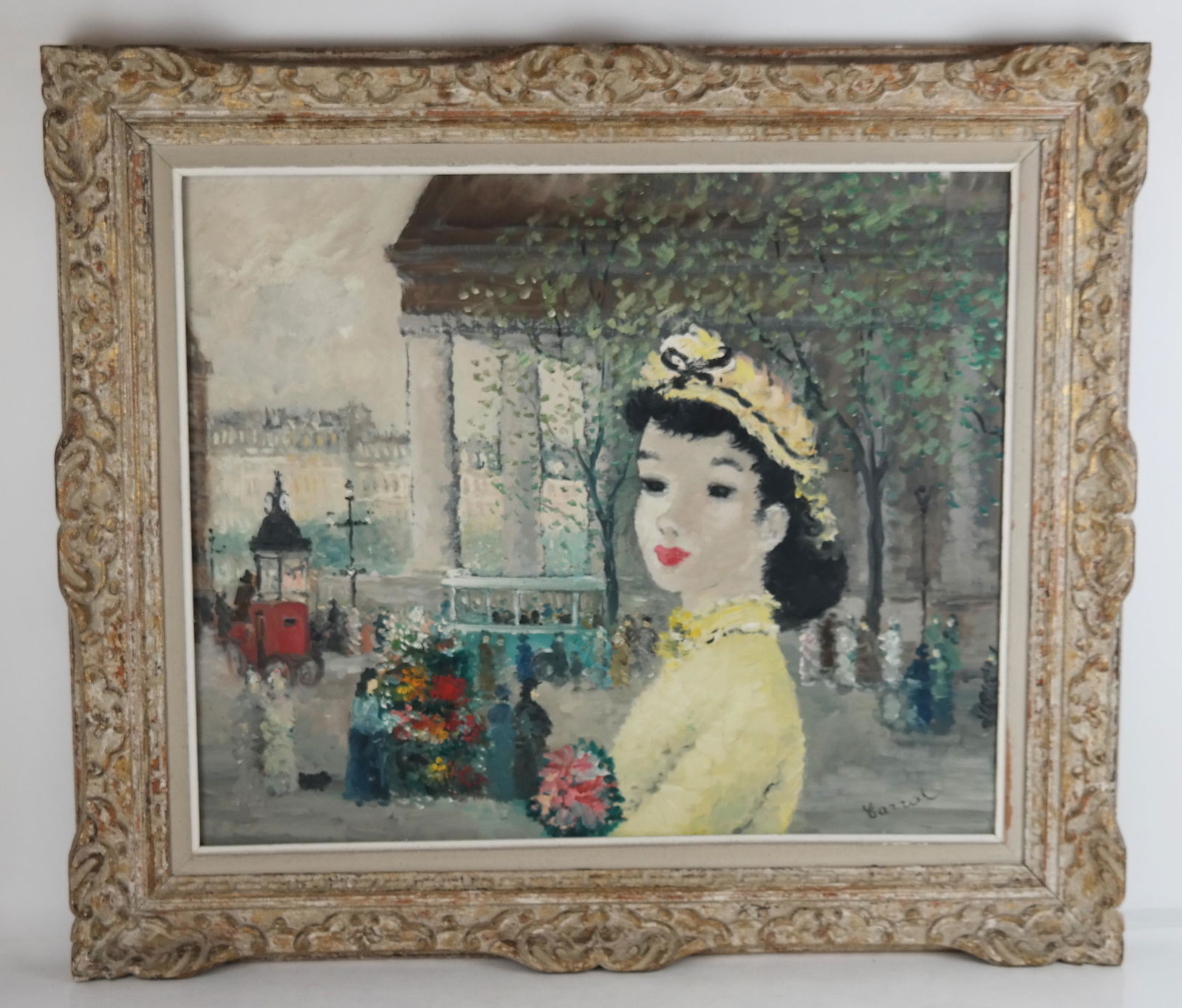 J. CARROL: Portrait in a Garden - Oil Painting (1 of 10)