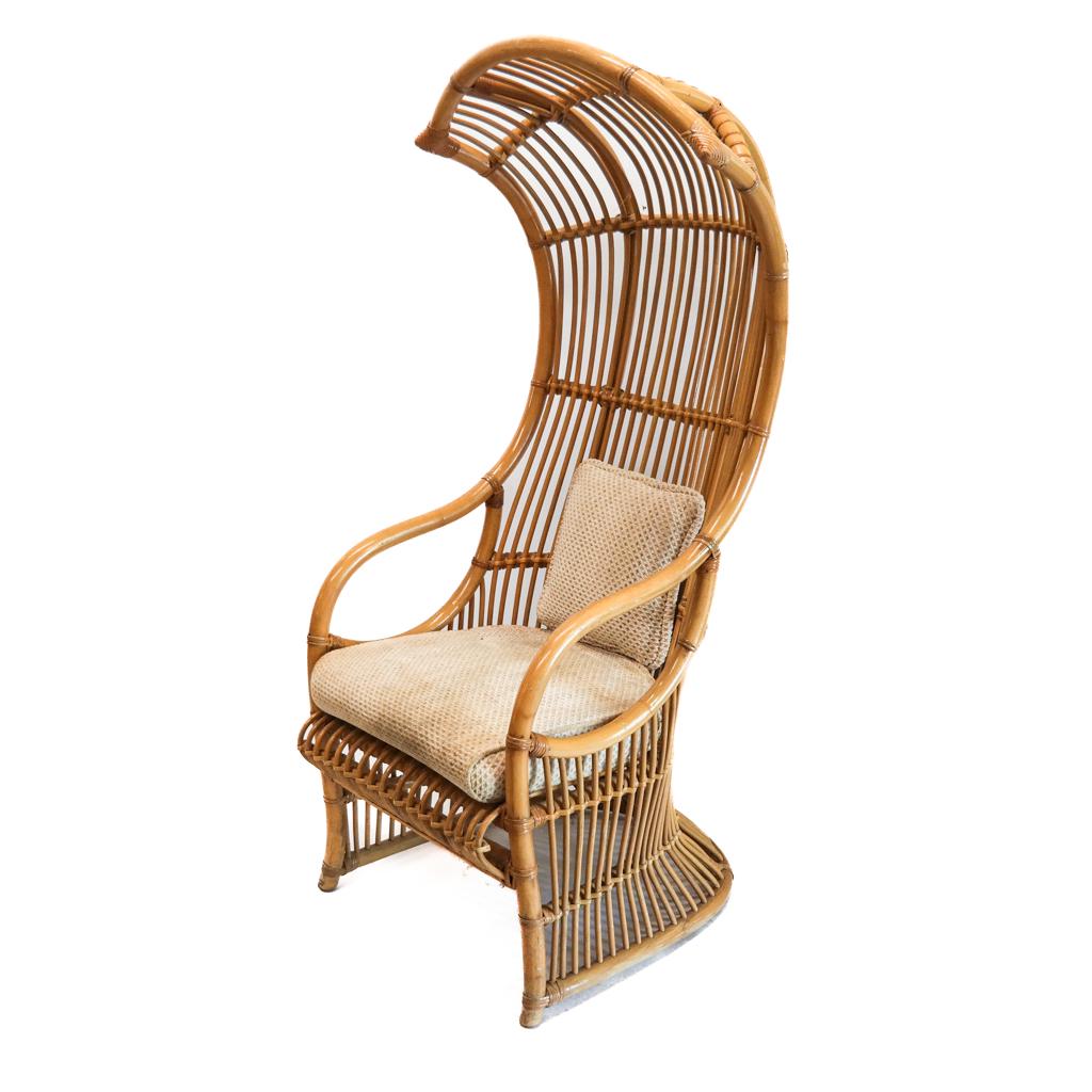Bamboo Porter's Lounge Chair: Bamboo porter's lounge chair. [59 1/2" H x 27" W x 31" D].