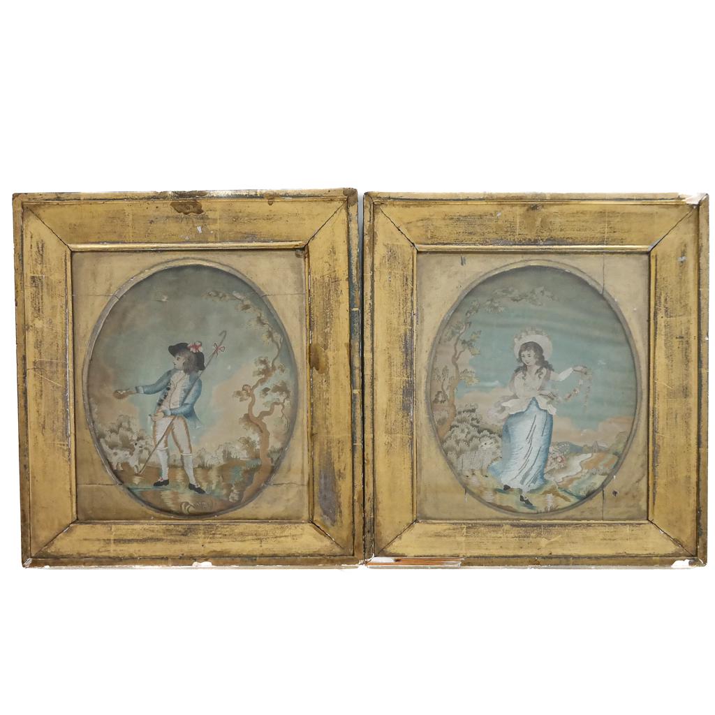 Pair of English Gilt-Framed Embroideries (1 of 10)