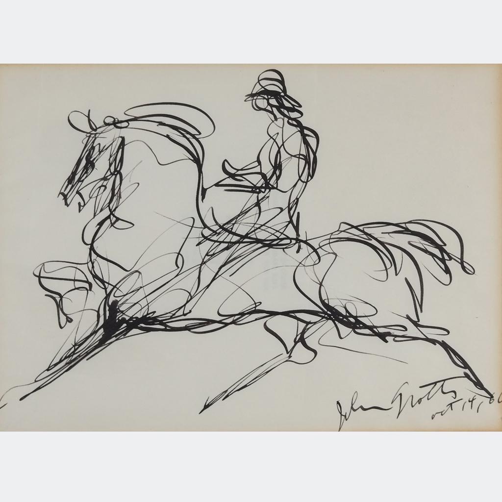 Ink Drawing: Figure on Horseback (1 of 6)